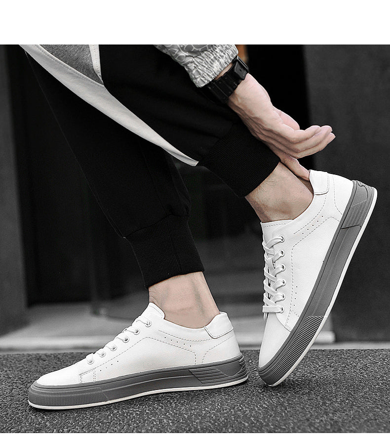 Men's Lace-up Leather Oxfords Board Shoes Sneakers Comfortable Lightweight Breathable Fashion