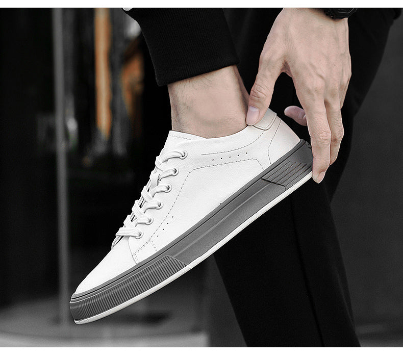 Men's Lace-up Leather Oxfords Board Shoes Sneakers Comfortable Lightweight Breathable Fashion