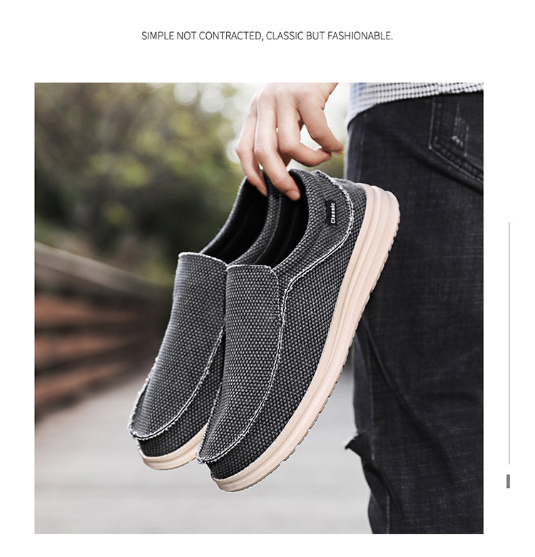 Men's walking casual shoes lightweight loafers Slip on boat canvas breathable