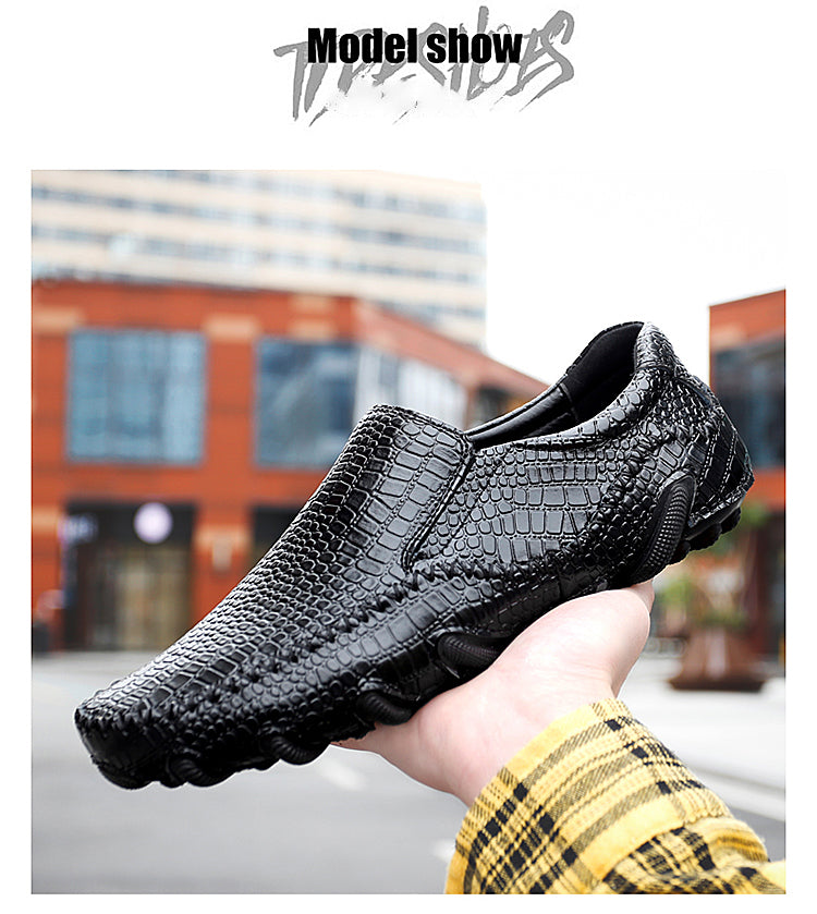 Men's Casual Beans Leather Shoes Walking Driving Slip On Loafers Lightweight Fashion Flat Shoes