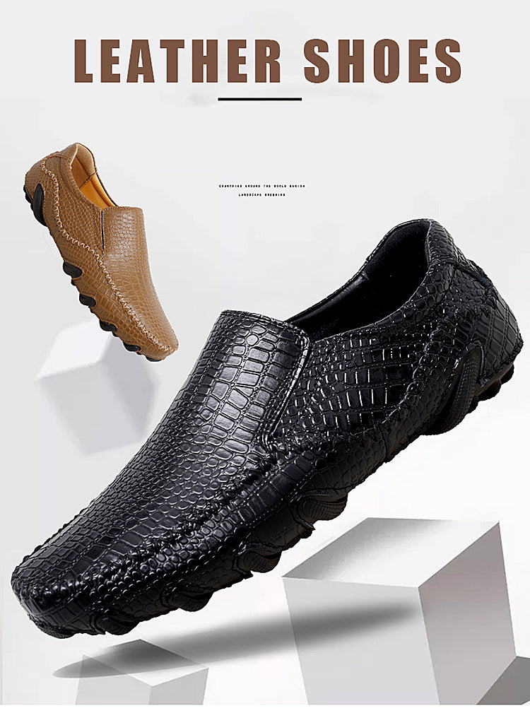 Men's Casual Beans Leather Shoes Walking Driving Slip On Loafers Lightweight Fashion Flat Shoes