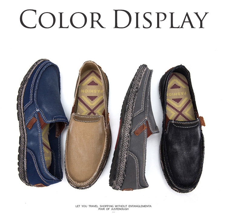 Men's Slip on Cloth Deck Shoes Washable  Canvas Vintage Casual Loafer Boat Shoes