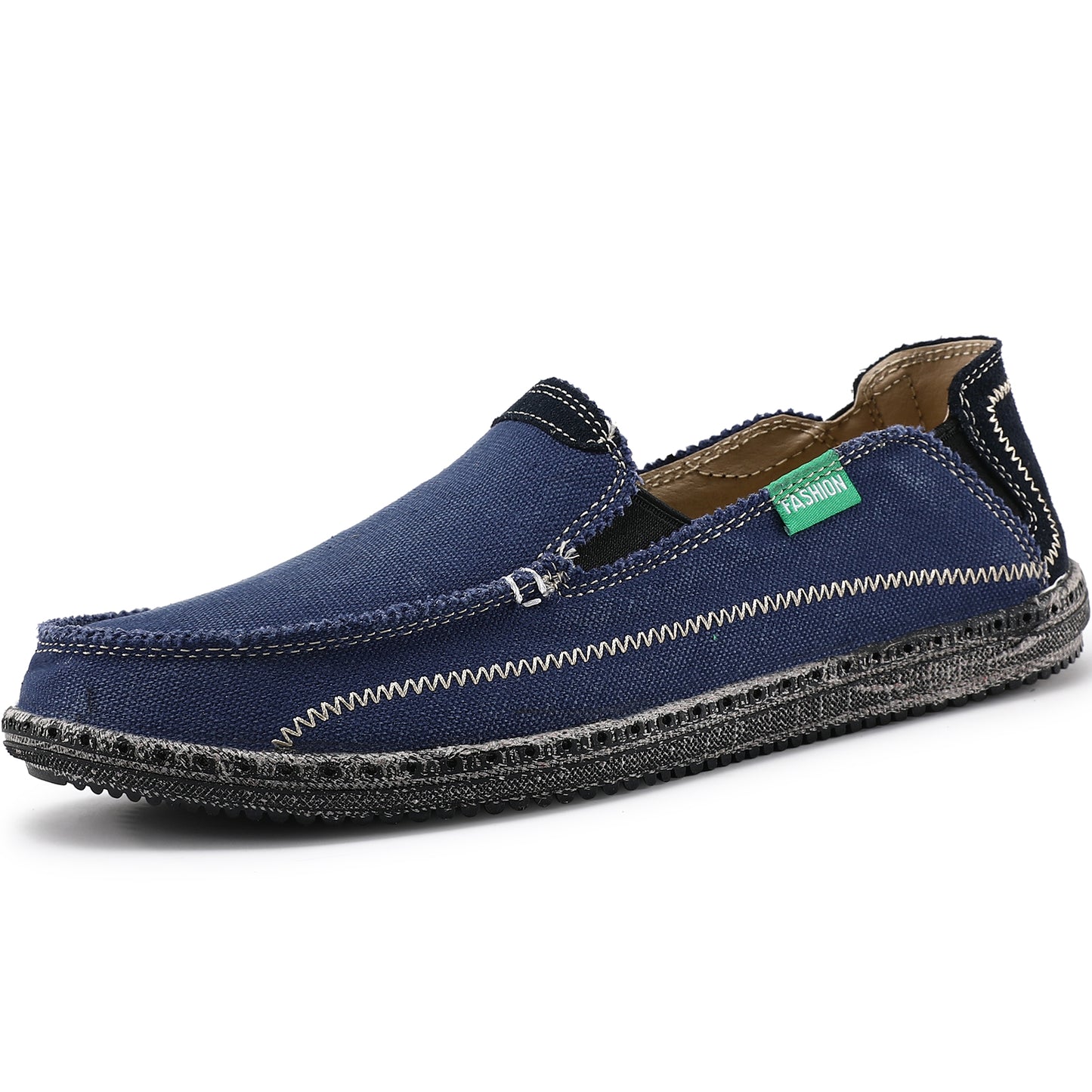 Men's Slip on Deck Shoes Canvas Loafer Vintage Flat Boat Shoes