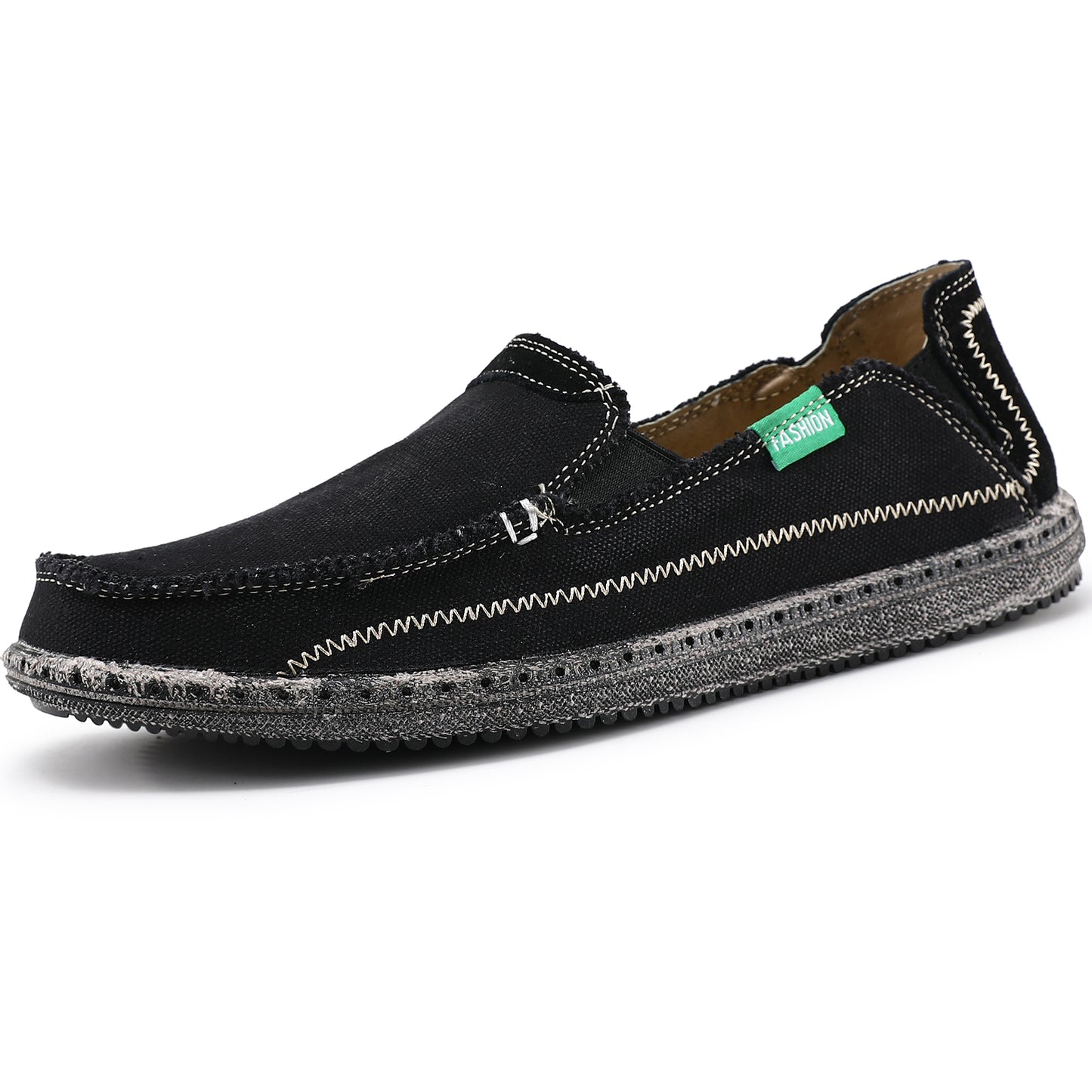 Men's Slip on Deck Shoes Canvas Loafer Vintage Flat Boat Shoes