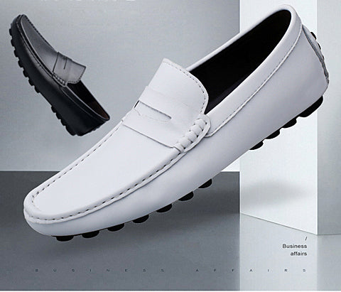 Men's Genuine Leather Shoes Casual Heightening Slip On Loafers Breathable Lightweight Flats Driving Shoes Fashion Slipper