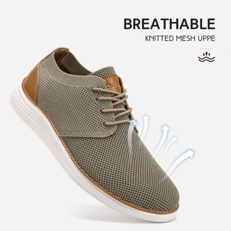 Men's Lace Up elastic collar Fashion Dress Sneakers Business Oxfords Comfortable Breathable Lightweight Casual Walking Shoes