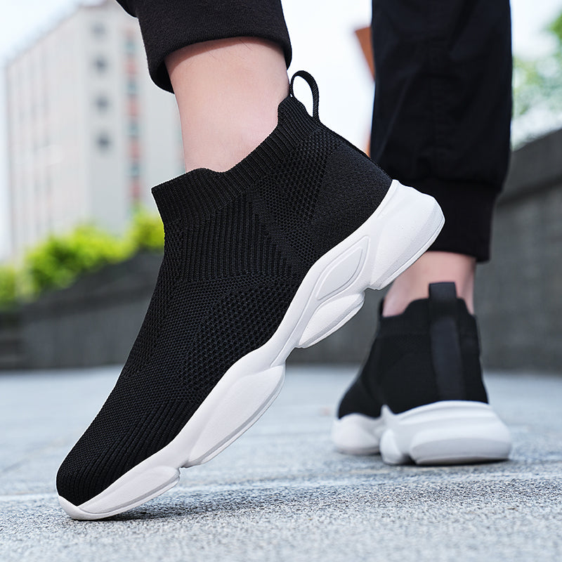 Mens Walking Shoes Breathable Knit Slip On Sneakers Lightweight Shoes Casual Running Tennis Shoes
