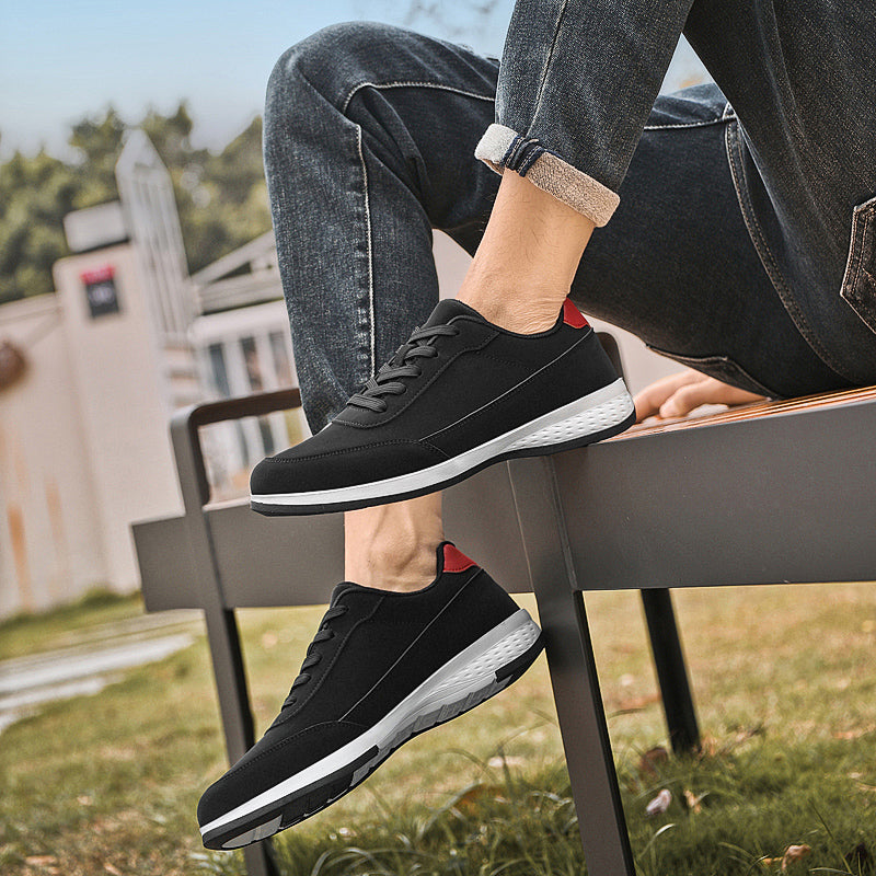 Mens Black Lightweight Low‑Top Casual Walking Shoes