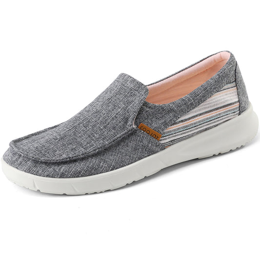 Women's Casual Lightweight Stretch Boat Canvas Slip on Shoes Breathable
