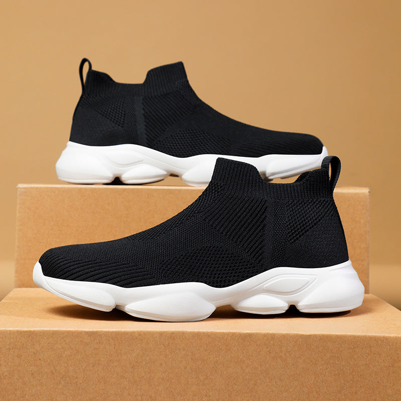 Mens Walking Shoes Breathable Knit Slip On Sneakers Lightweight Shoes Casual Running Tennis Shoes