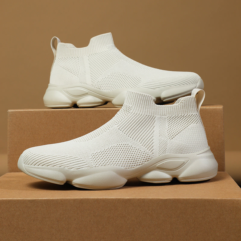 Mens Walking Shoes Breathable Knit Slip On Sneakers Lightweight Shoes Casual Running Tennis Shoes