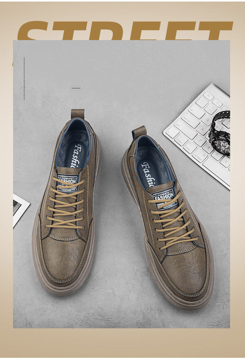 Men's Casual Shoes Lace Up Leather Breathable Hole Design Without Breathable Hole Design Comfortable Breathable Lightweight Fashion Sneakers