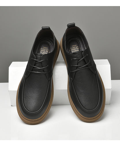 VILOCY Men's Lace-Up Casual Genuine Leather Shoes Walking Oxfords Business Dress Shoes In Black