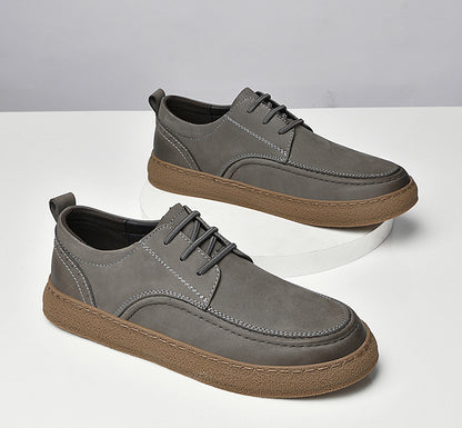 VILOCY Men's Retro Nubuck Leather Casual Oxfords Shoes In Grey