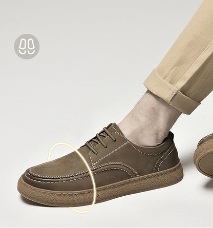 VILOCY Men's Retro Nubuck Leather Casual Oxfords Shoes In Khaki