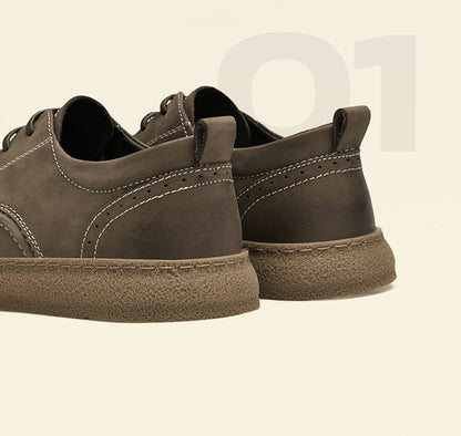 VILOCY Men's Retro Nubuck Leather Casual Oxfords Shoes In Khaki