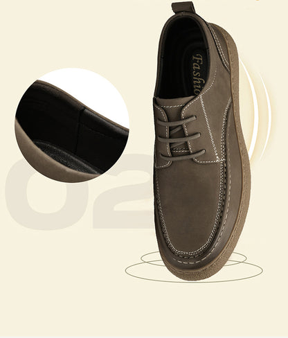VILOCY Men's Retro Nubuck Leather Casual Oxfords Shoes In Khaki