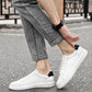 Men's Lace Up Casual Leather Board Shoes Comfortable Breathable Lightweight Fashion Vintage