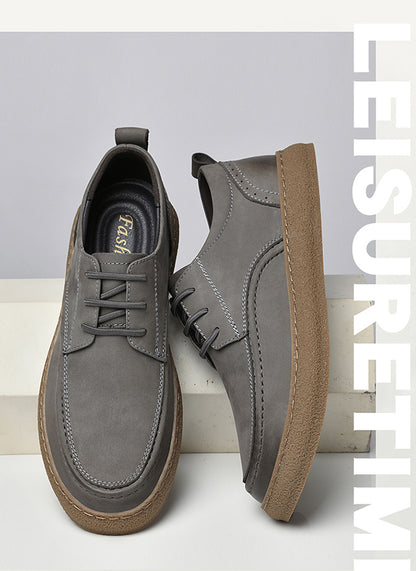 VILOCY Men's Retro Nubuck Leather Casual Oxfords Shoes In Grey