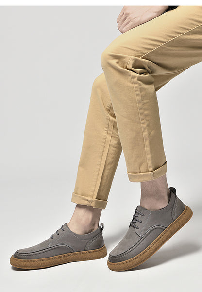 VILOCY Men's Retro Nubuck Leather Casual Oxfords Shoes In Grey