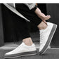 Men's Lace-up White Leather Low Top Board Sneakers