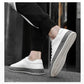 Men's Lace-up White Leather Low Top Board Sneakers