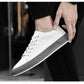 Men's Lace-up White Leather Low Top Board Sneakers