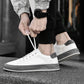 Men's Lace-up White Leather Low Top Board Sneakers