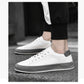 Men's Lace-up White Leather Low Top Board Sneakers