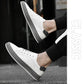 Men's Lace-up White Leather Low Top Board Sneakers