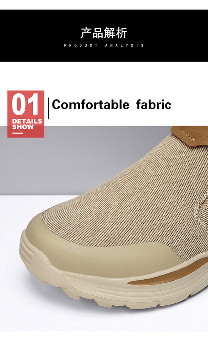 Men's Striped Canvas Slip On Platform Walking Sneakers