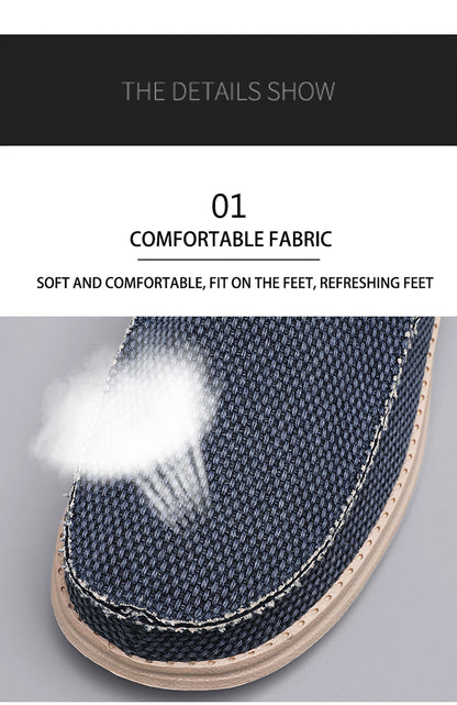 Men's Breathable Woven Canvas Slip On Causal Boat Loafers