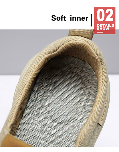 Men's Striped Canvas Slip On Platform Walking Sneakers