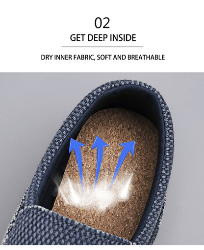 Men's Breathable Woven Canvas Slip On Causal Boat Loafers