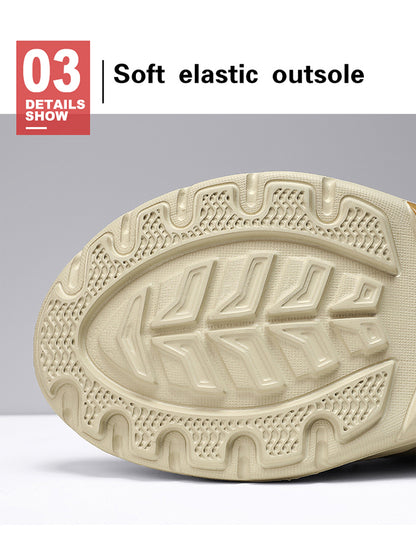 Men's Striped Canvas Slip On Platform Walking Sneakers