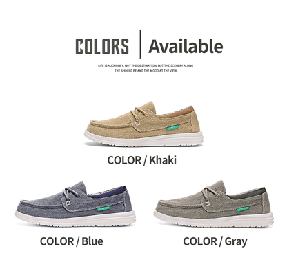 Vilocy Men's Lace Up Denim Canvas Slip On Casual Boat Loafers