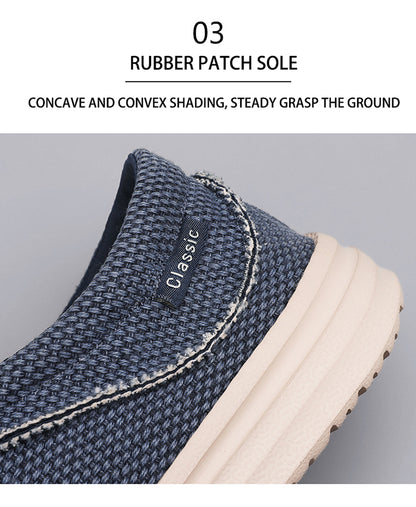 Men's Breathable Woven Canvas Slip On Causal Boat Loafers