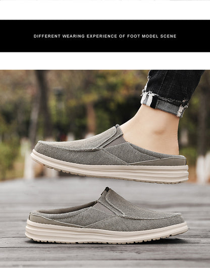 Men's Denim Canvas Backless Slip On Mule Casual Loafers