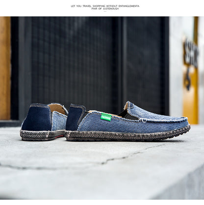 Men's Vintage Perforated Canvas Slip On Casual Loafers