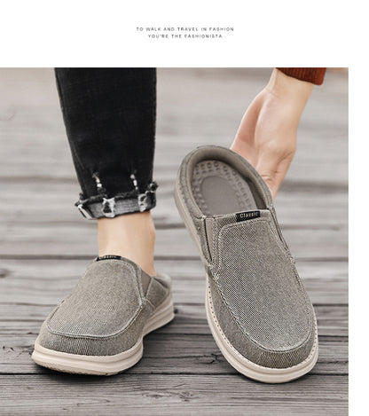 Men's Denim Canvas Backless Slip On Mule Casual Loafers