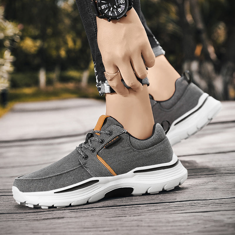 Men's Striped Canvas Lace Up Platform Casual Walking Sneakers