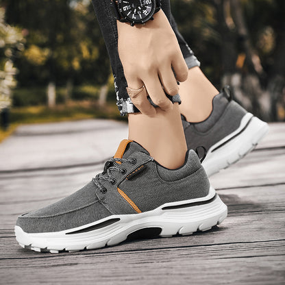 Men's Striped Canvas Lace Up Platform Casual Walking Sneakers
