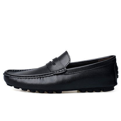 VILOCY Men's Leather Heightening Penny Slip On Driving Loafers In Black