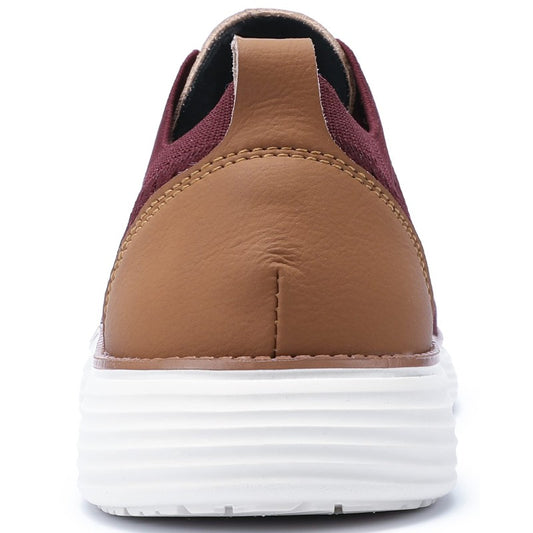 VILOCY - Men's Breathable Knit Lace Up Business Casual Oxford Shoes In Wine Red