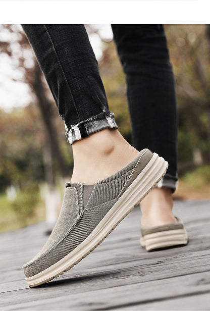 Men's Denim Canvas Backless Slip On Mule Casual Loafers