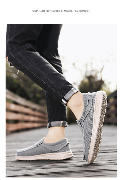 Men's Breathable Woven Canvas Slip On Causal Boat Loafers