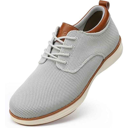 VILOCY Men's Wide Breathable Knit Lace Up Oxford Casual Shoes In Off-White