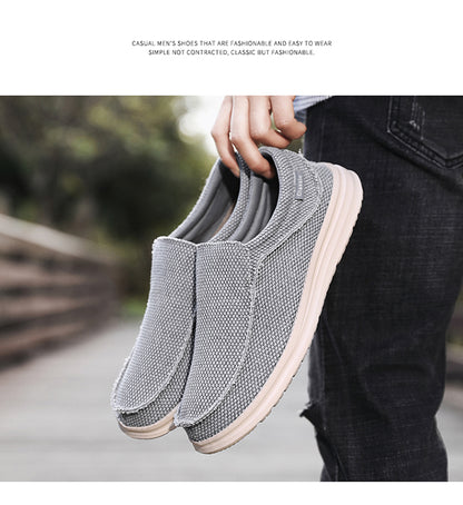 Men's Breathable Woven Canvas Slip On Causal Boat Loafers