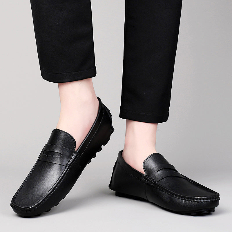 Men's Leather Heightening Penny Slip On Driving Loafers