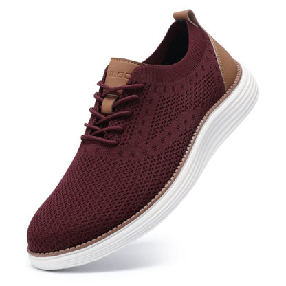 Men's Breathable Knit Lace Up Business Casual Oxford Shoes
